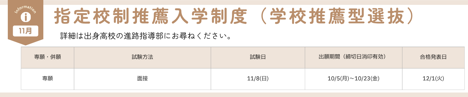 指定校制推薦入学制度