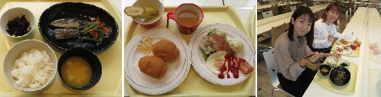 　　　　　　　　　＜メニュー例＞ 　【和食】 さんまの塩焼き・ひじき煮・ごはん・味噌汁　　　　　　【洋食】 ベーコンエッグ・バナナ・パン・スープ 　　　各100円