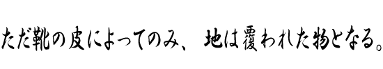 ただ靴の皮によってのみ、地は覆われた物となる。